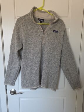 Patagonia Heathered Biege Quarter-Zip Fleece Pullover